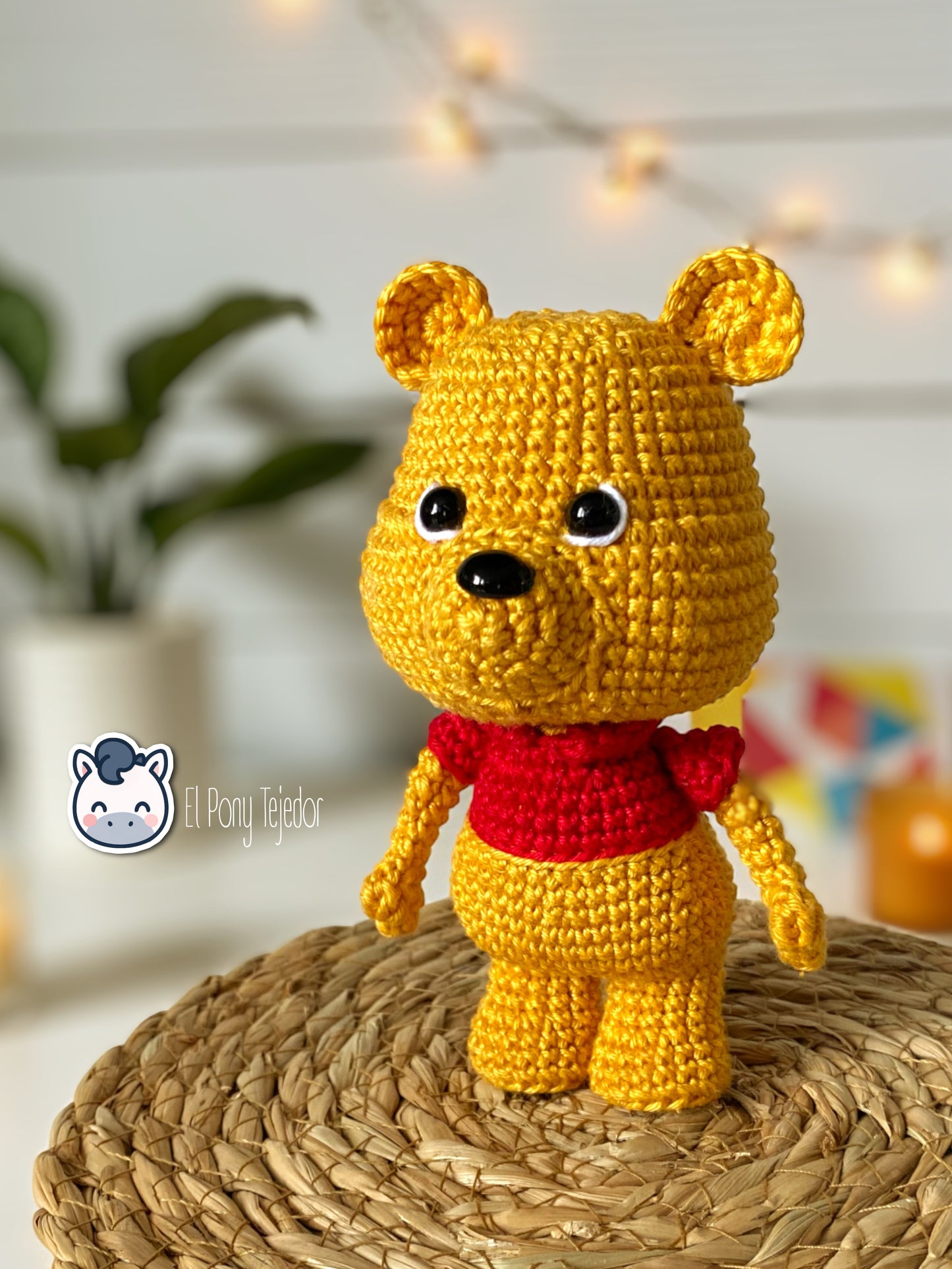 Handmade Winnie the Pooh crochet plush inspired by Disney’s classic bear, 100% cotton handmade toy, perfect geek gift or nursery decor.