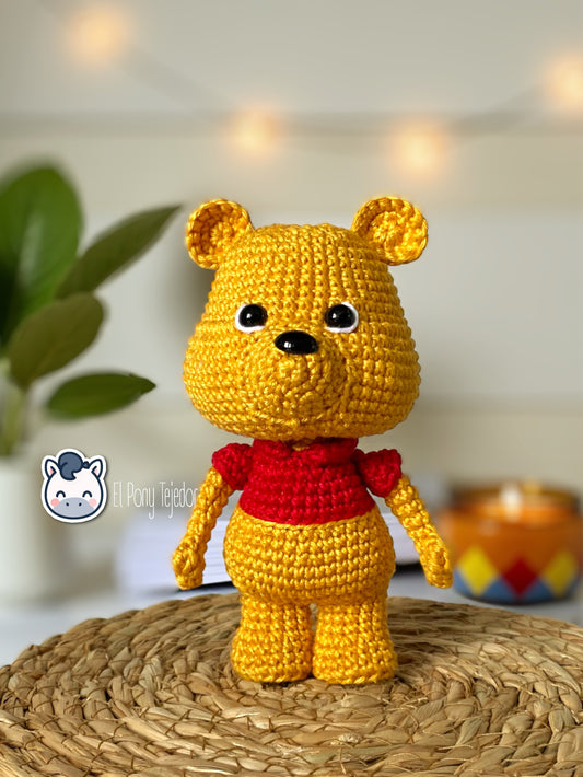Handmade Winnie the Pooh crochet plush inspired by Disney’s classic bear, 100% cotton handmade toy, perfect geek gift or nursery decor.
