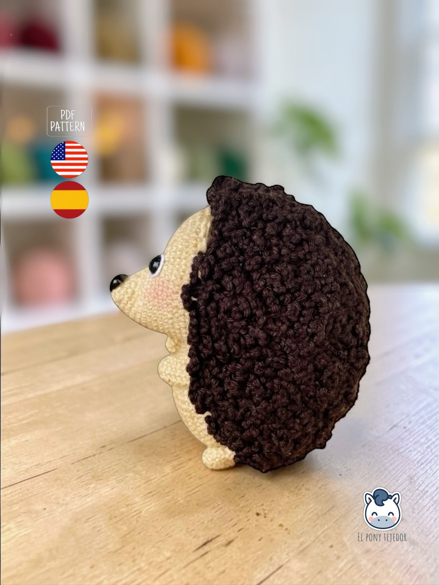 Amigurumi de erizo africano tejido a crochet, un patrón de ganchillo kawaii perfecto para amantes de los animales y fans de los amigurumis.