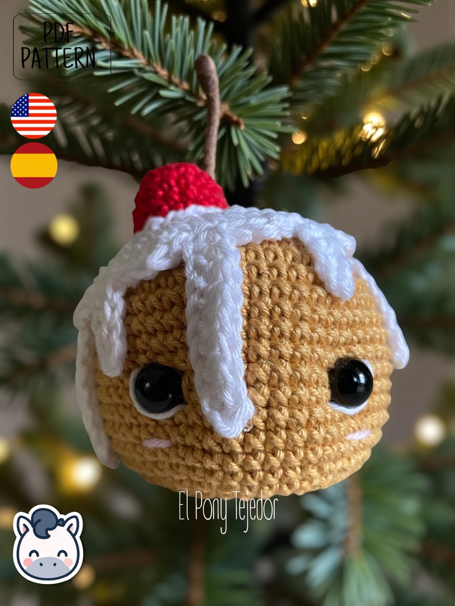 Bolas de Navidad Amigurumi tejidas a ganchillo con diseño de Santa Claus, elfo y galleta de jengibre, ideales para decorar el árbol de Navidad.
Crochet Amigurumi Christmas baubles pattern featuring Santa Claus, elf and gingerbread cookie, perfect handmade ornaments for Christmas tree decor.