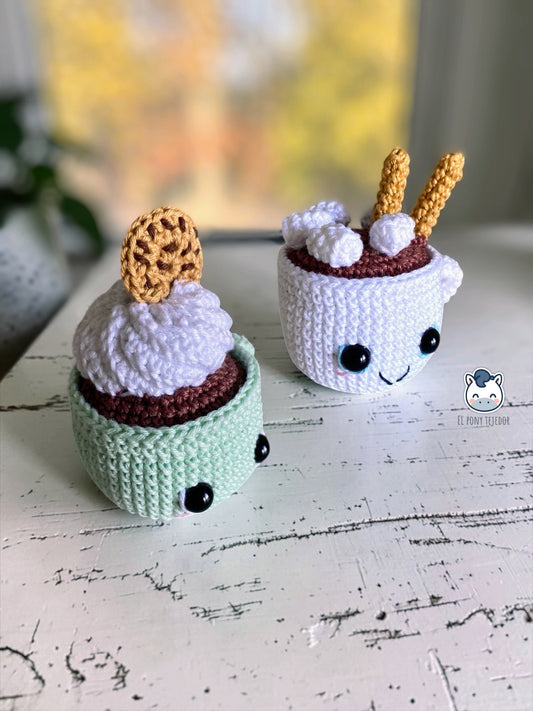 Hot Chocolate Mugs - Christmas Ornament - Handmade Amigurumi