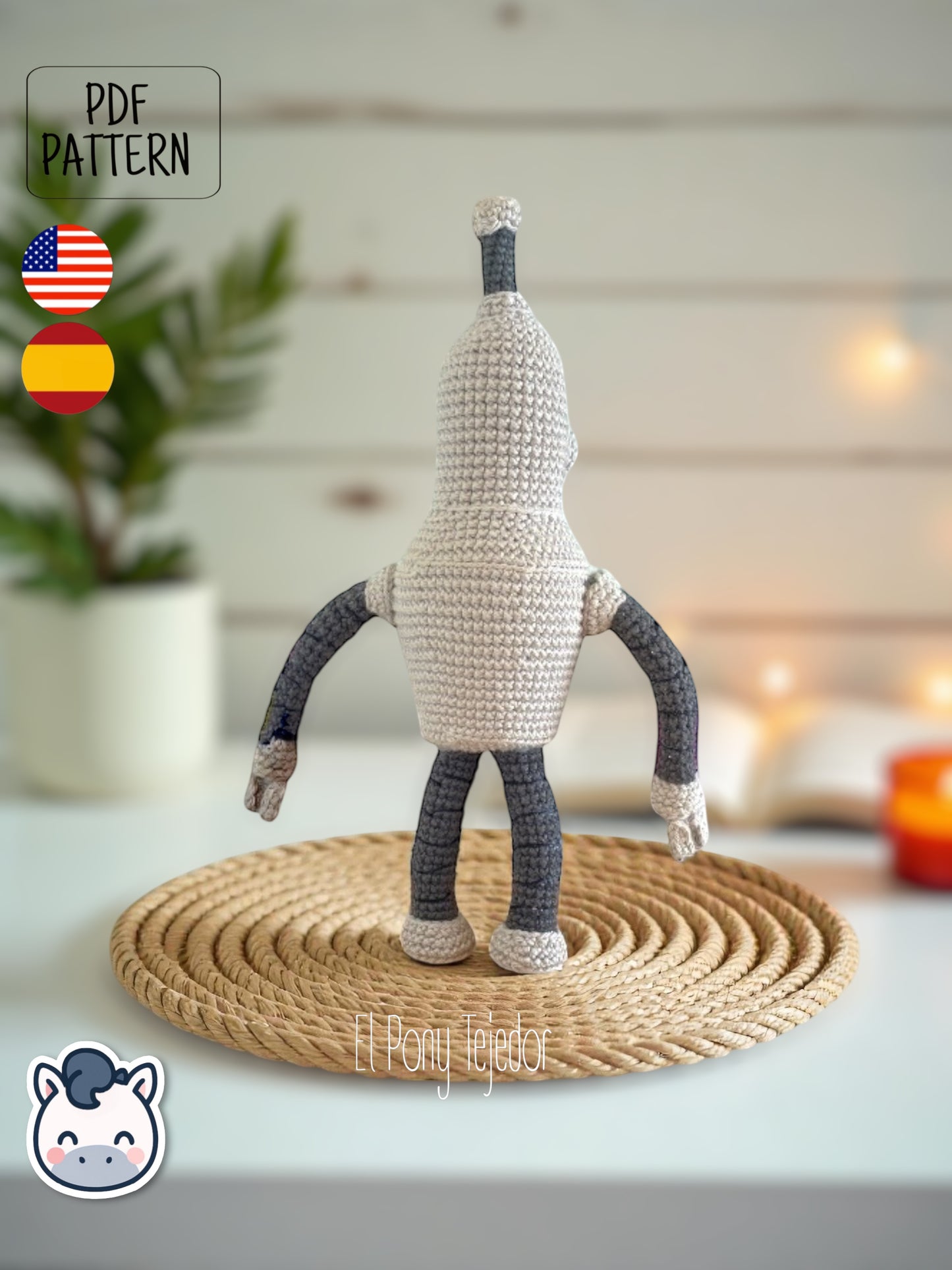 Handmade Bender amigurumi inspired by Futurama, a perfect pattern for fans of robots, sci-fi comedy, and geek crochet collectibles.