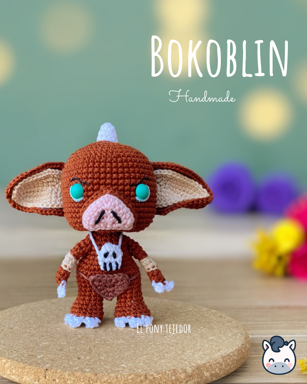 Amigurumi de Bokoblin inspirado en The Legend of Zelda, tejido a mano con hilo 100% algodón. Perfecto para fans de Nintendo, gamers y amantes del crochet artesanal. Creado por El Pony Tejedor.