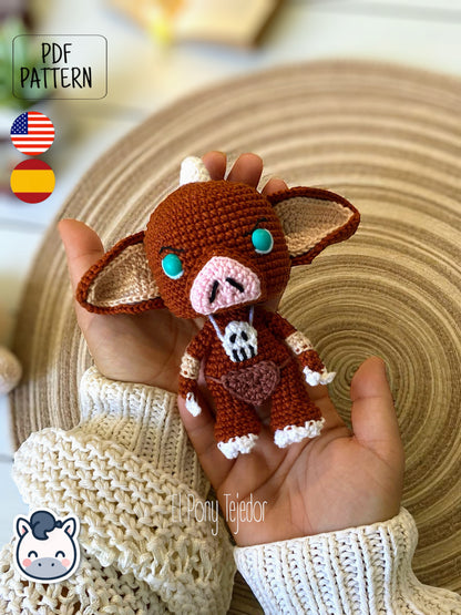 Handmade Bokoblin amigurumi inspired by Nintendo’s The Legend of Zelda, a perfect pattern for fans of Zelda, fantasy creatures, and geek gaming.