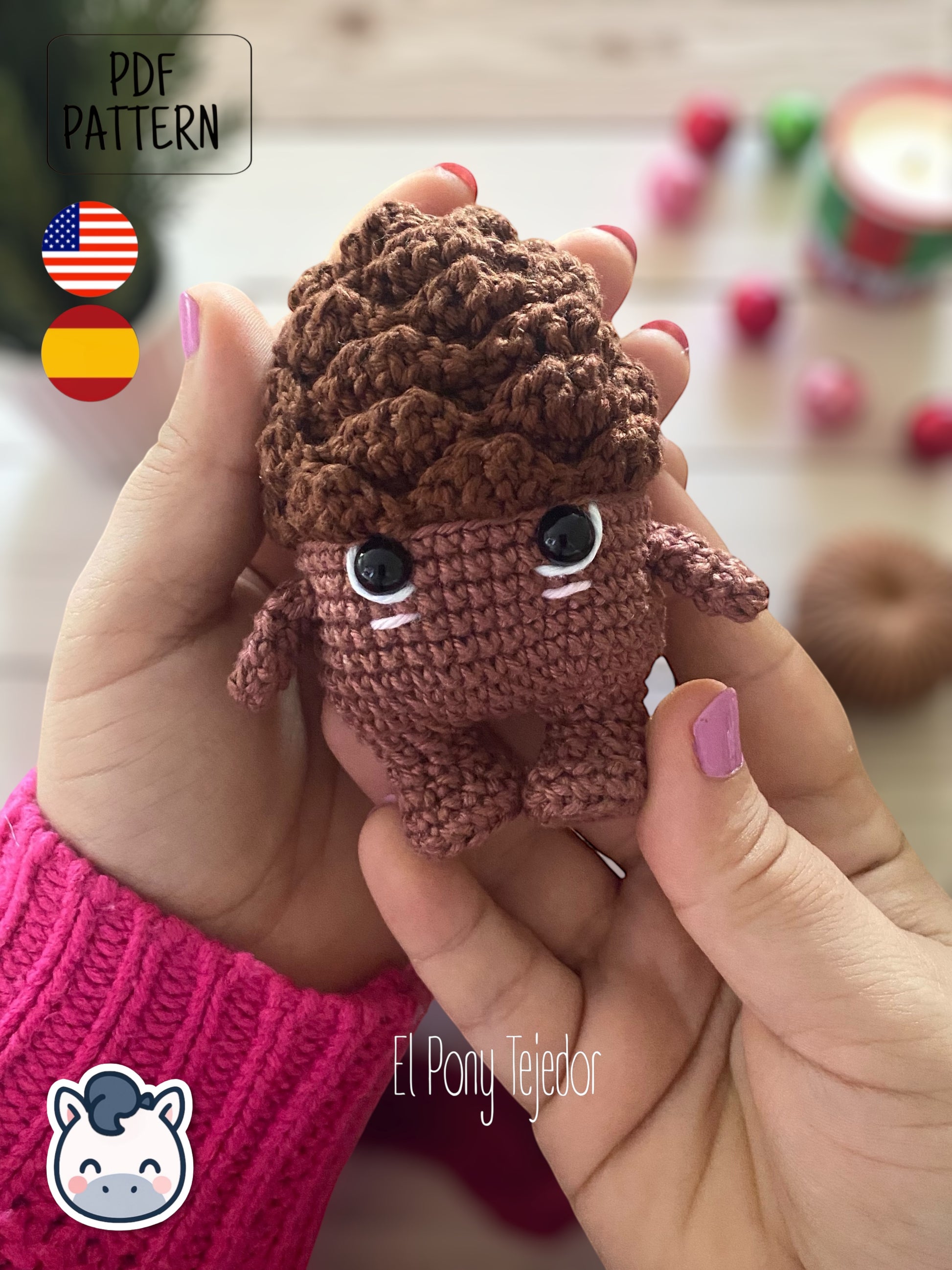 Handmade Christmas amigurumi set inspired by classic holiday ornaments, featuring a Christmas tree, festive candle and winter pinecone. Perfect Christmas crochet pattern PDF for holiday decor lovers and fans of cute handmade Christmas decorations.