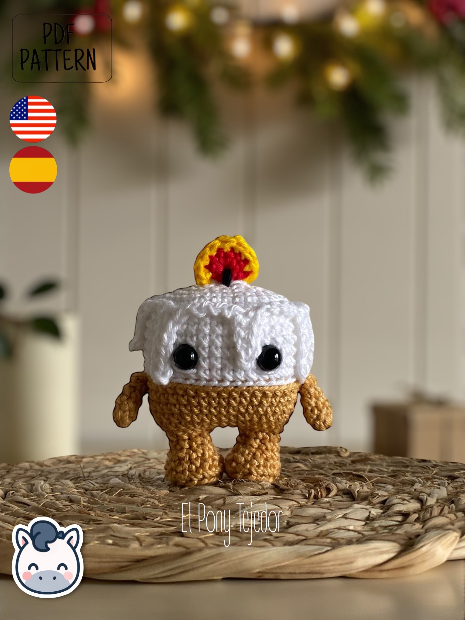 Handmade Christmas amigurumi set inspired by classic holiday ornaments, featuring a Christmas tree, festive candle and winter pinecone. Perfect Christmas crochet pattern PDF for holiday decor lovers and fans of cute handmade Christmas decorations.