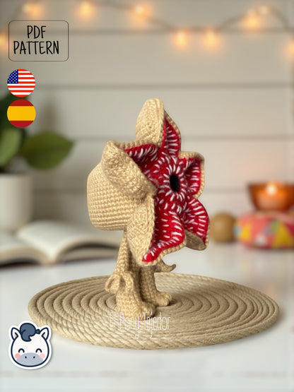 Amigurumi pattern inspired by the Demogorgon from Netflix’s Stranger Things. Perfect for horror lovers, Halloween decor and geek collectors.