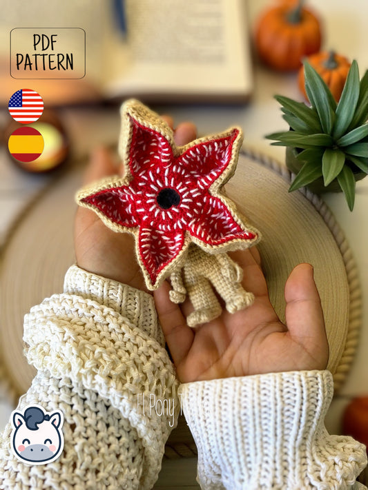 Amigurumi pattern inspired by the Demogorgon from Netflix’s Stranger Things. Perfect for horror lovers, Halloween decor and geek collectors.