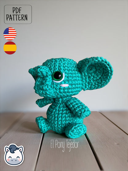 Handmade elephant amigurumi inspired by cute kawaii animal designs, crochet pattern PDF perfect as plush toy or keychain, ideal for animal lovers and handmade crochet fans.