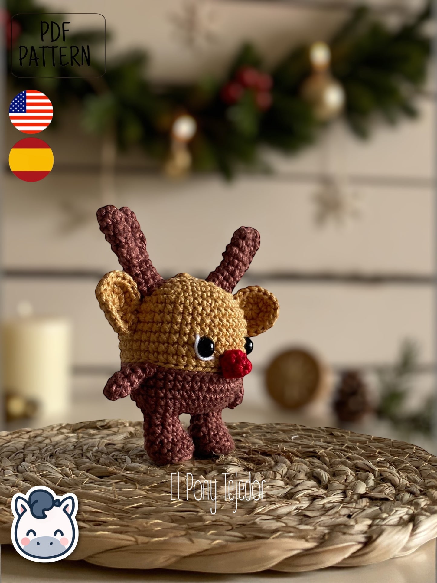 Handmade Christmees Gift, Santa and Reindeer amigurumi inspired by classic Christmas stories, festive holiday crochet pattern PDF.