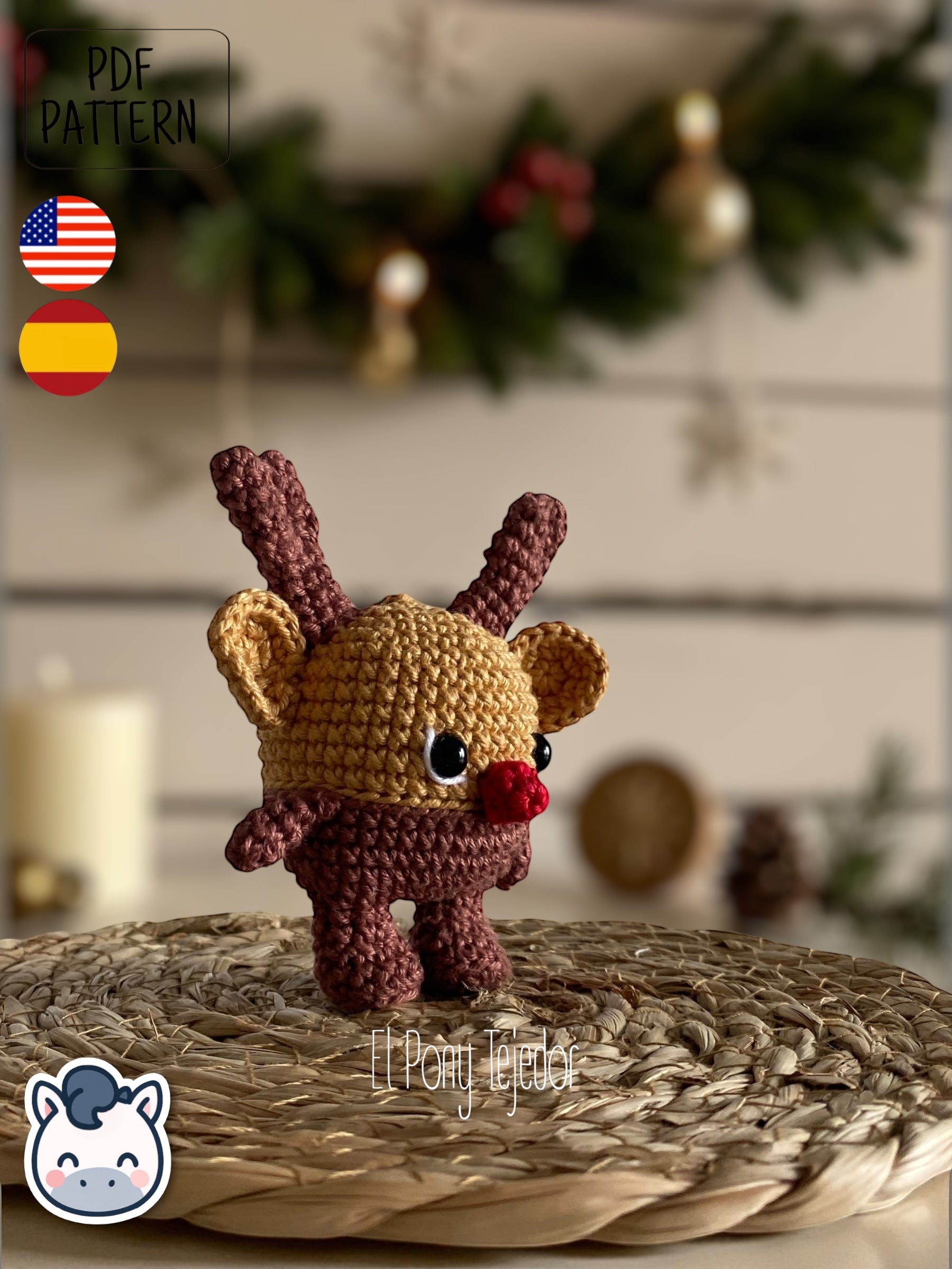 Handmade Christmees Gift, Santa and Reindeer amigurumi inspired by classic Christmas stories, festive holiday crochet pattern PDF.