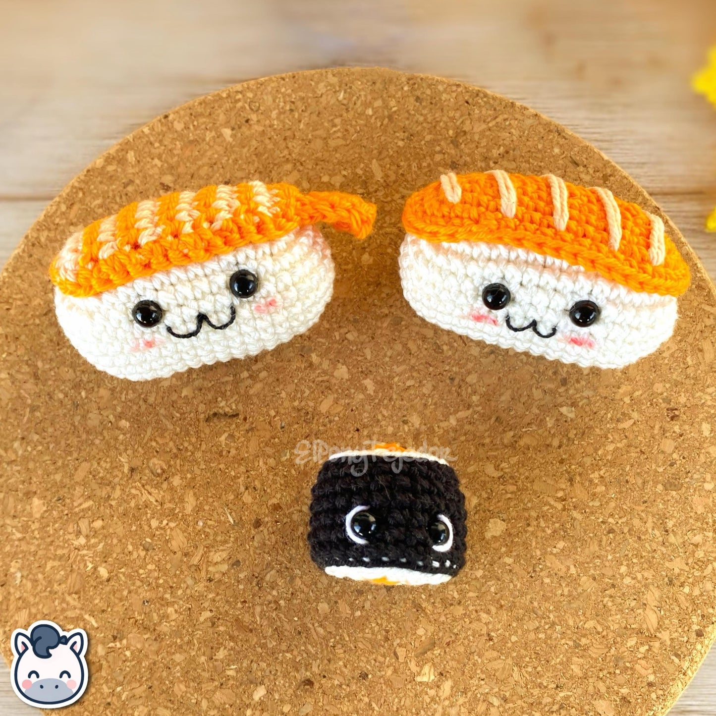 This Nigiri and Maki sushi amigurumi crochet kit includes all materials plus a detailed PDF pattern to create your own handmade kawaii keychains. Inspired by Japanese food, this DIY crochet kit contains yarn, filling, and step-by-step photo instructions to make adorable sushi plushes. Perfect for beginners, sushi lovers, and geek crochet fans. Available in English and Spanish, this kit makes the cutest handmade gift idea for any food lover.