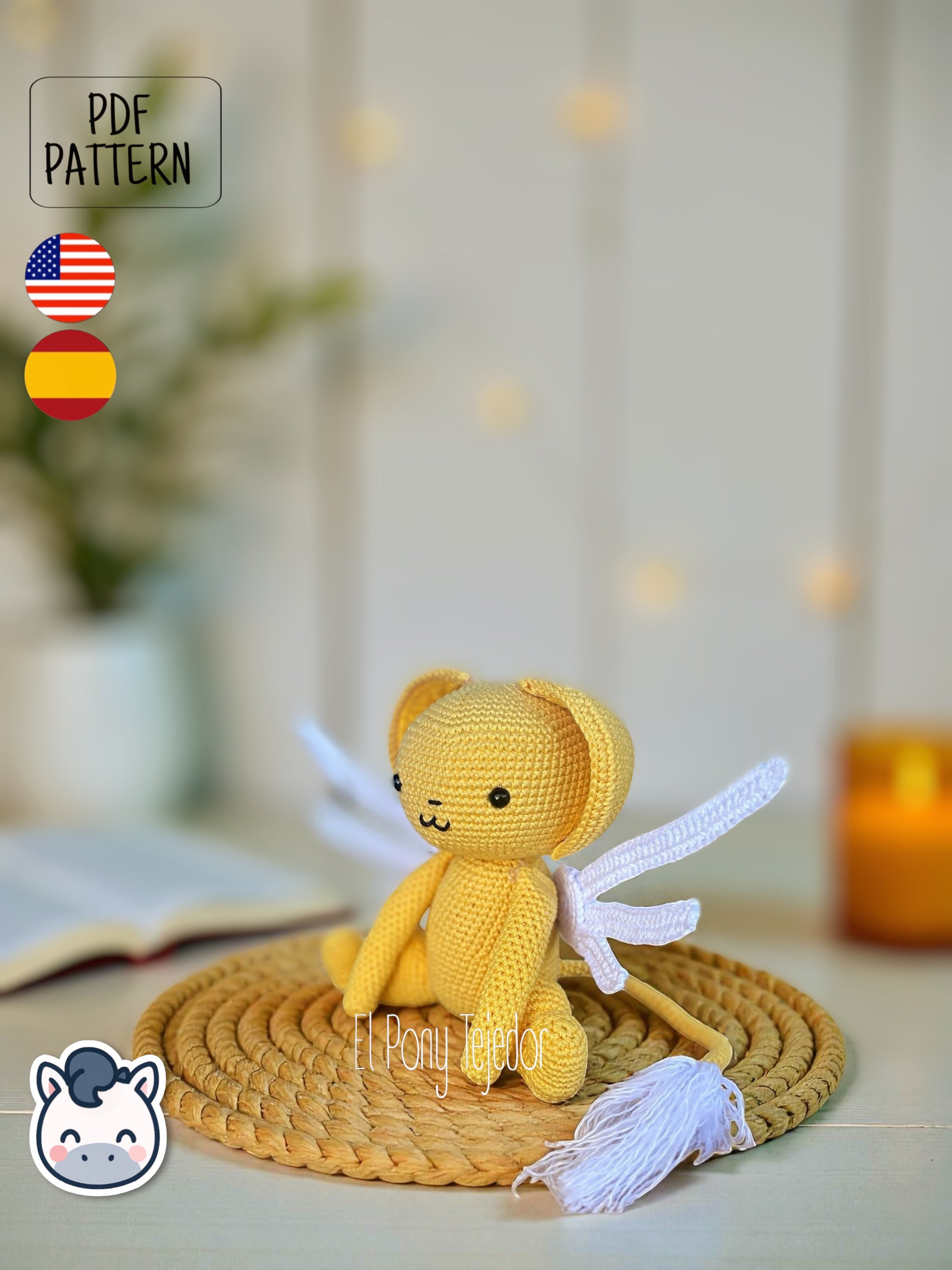 Amigurumi pattern inspired by Keroberos from Cardcaptor Sakura. Perfect for anime fans, collectors, and kawaii crochet lovers. Digital PDF in English and Spanish.