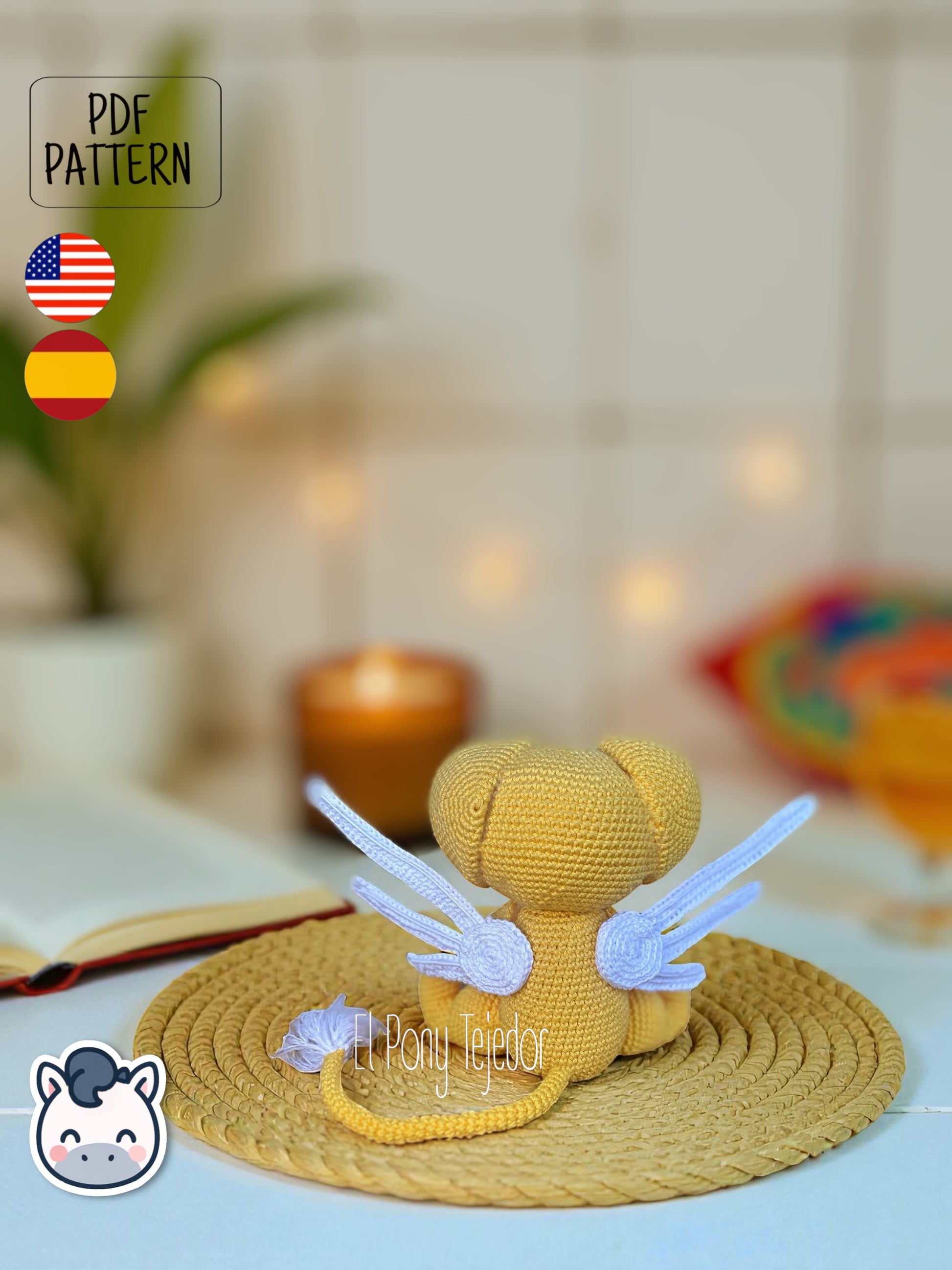 Amigurumi pattern inspired by Keroberos from Cardcaptor Sakura. Perfect for anime fans, collectors, and kawaii crochet lovers. Digital PDF in English and Spanish.