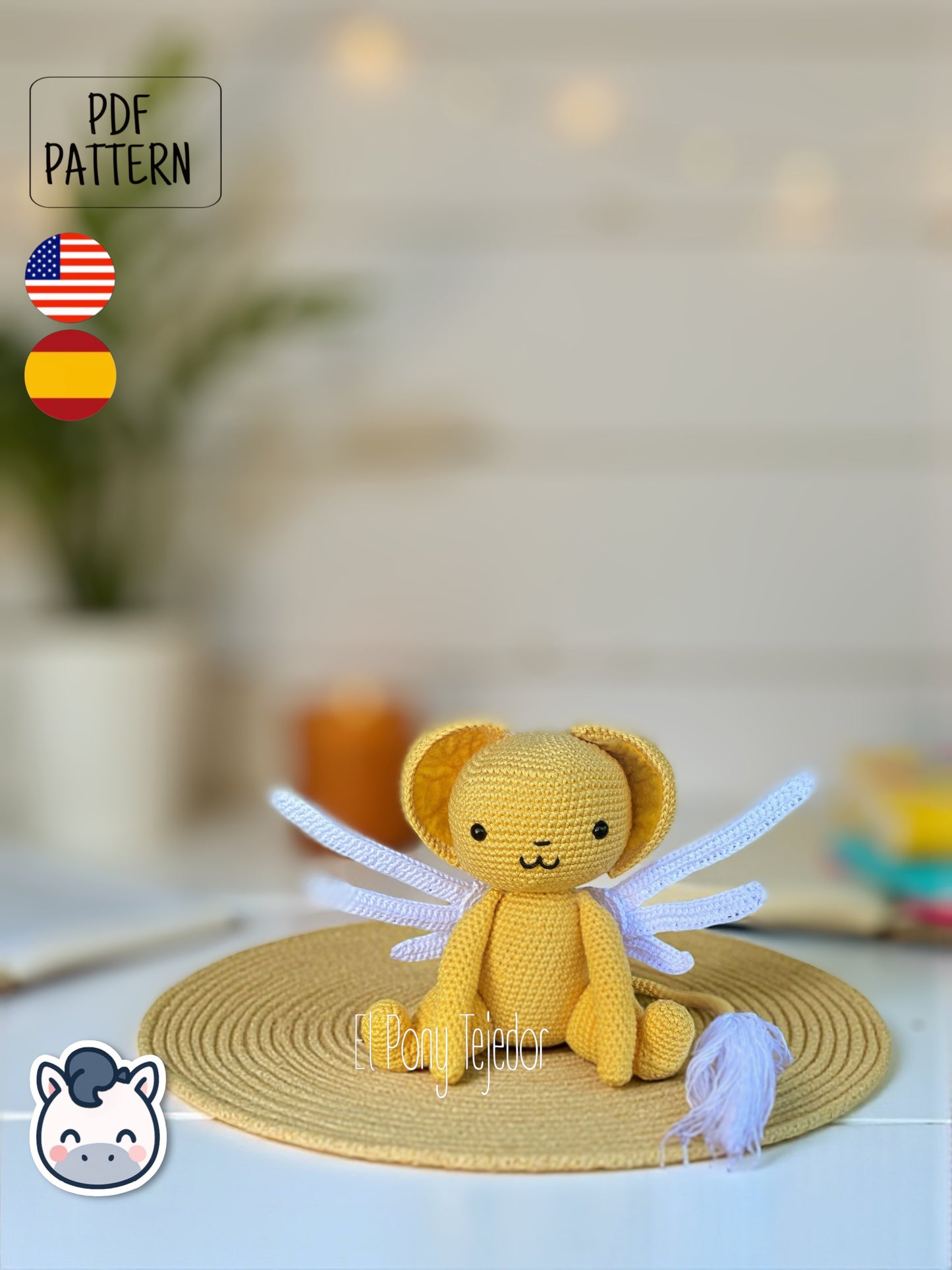 Amigurumi pattern inspired by Keroberos from Cardcaptor Sakura. Perfect for anime fans, collectors, and kawaii crochet lovers. Digital PDF in English and Spanish.