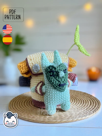 Handmade Korok (Kolog) amigurumi inspired by The Legend of Zelda, a cute crochet pattern PDF perfect for gamers, collectors and geek plush fans.