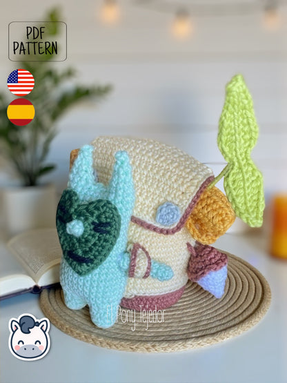 Handmade Korok (Kolog) amigurumi inspired by The Legend of Zelda, a cute crochet pattern PDF perfect for gamers, collectors and geek plush fans.