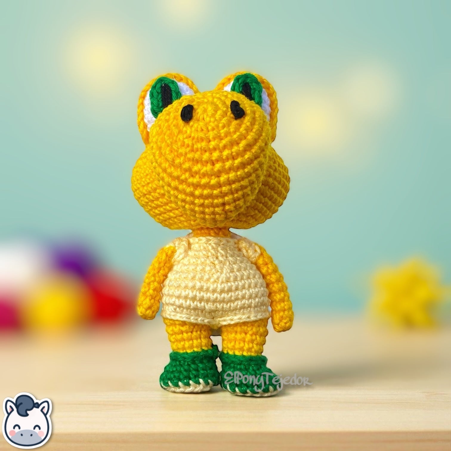 Muñeco amigurumi hecho a mano de Koopa inspirado en Super Mario Bros, elaborado con hilo 100% algodón. Ideal como regalo geek o decorativo para fans de Nintendo y del universo de Mario.