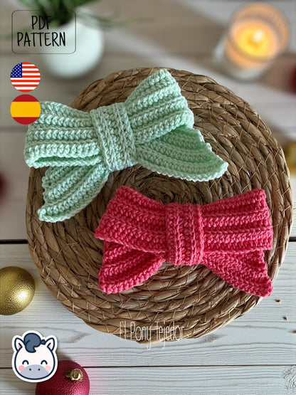 Handmade Christmas Bow amigurumi inspired by festive holiday decorations, a cozy winter crochet pattern PDF perfect for fans of Christmas crafts and handmade