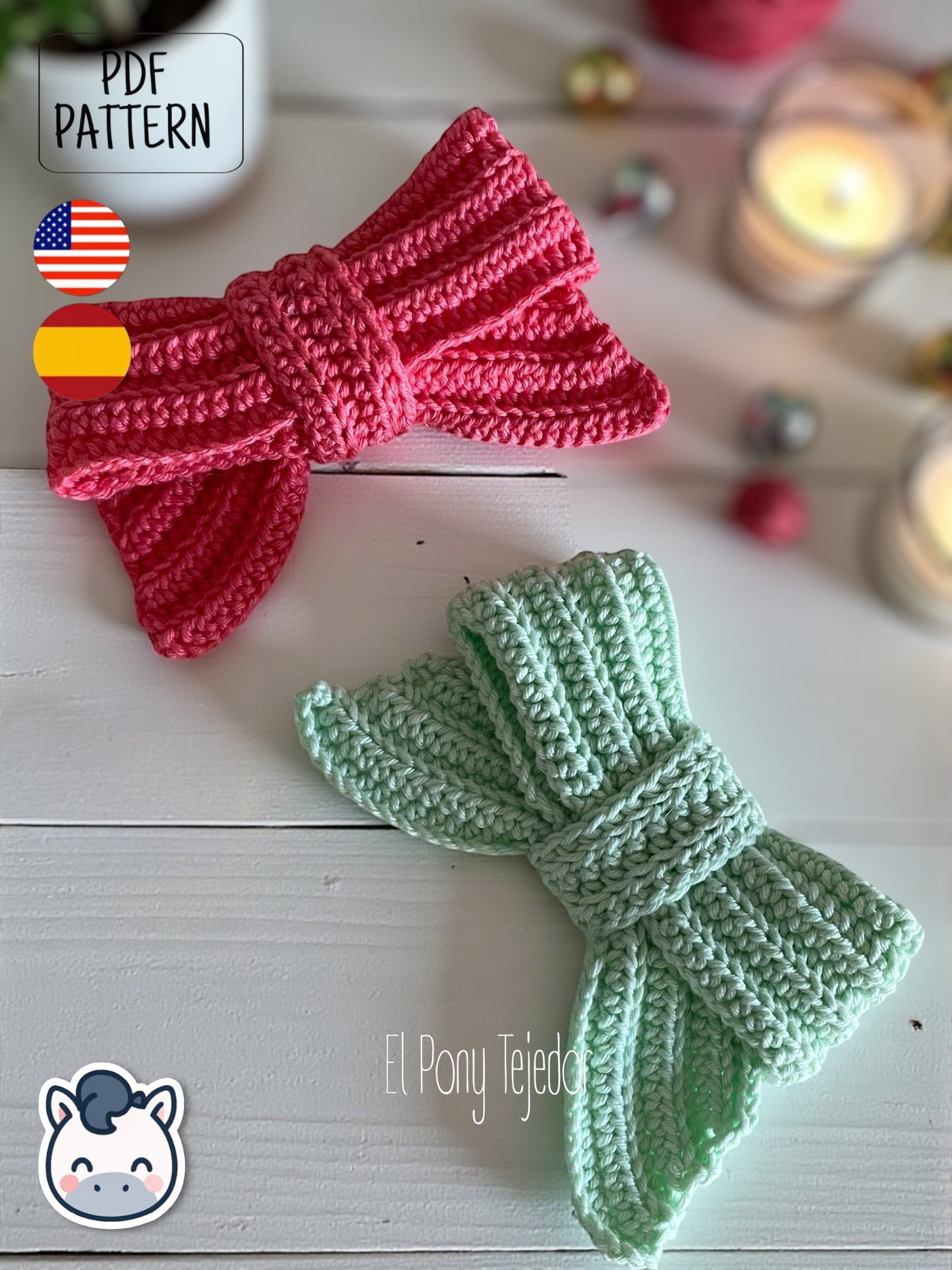 Handmade Christmas Bow amigurumi inspired by festive holiday decorations, a cozy winter crochet pattern PDF perfect for fans of Christmas crafts and handmade