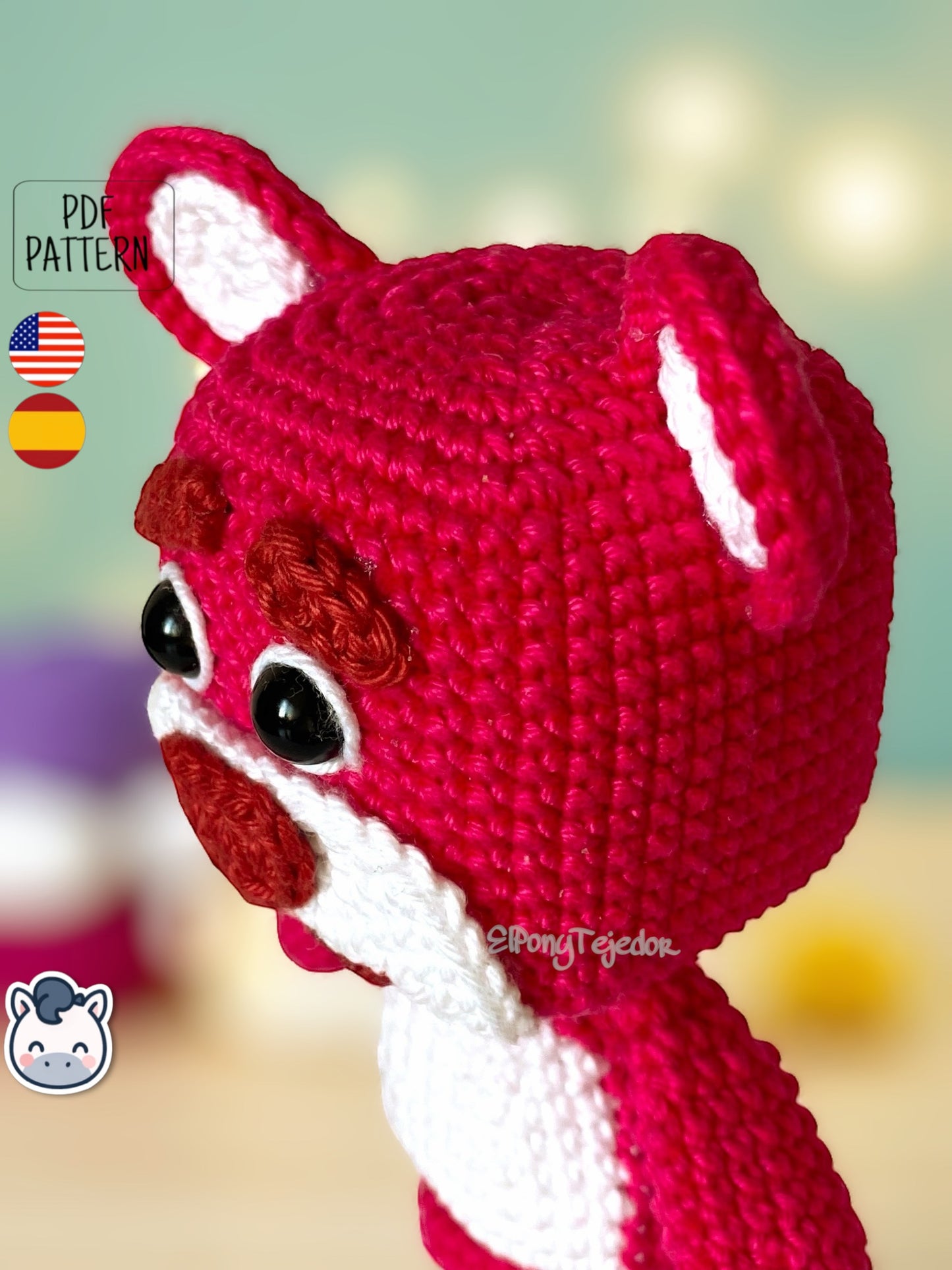Handmade Lotso amigurumi inspired by Disney and Pixar’s Toy Story, a perfect pattern for fans of pink bears, cute characters, and geek crochet art.