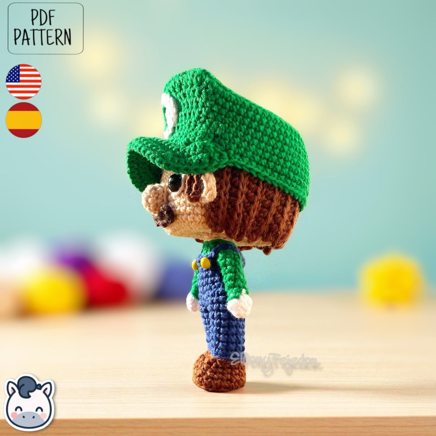 Handmade Mario and Luigi amigurumi inspired by Nintendo’s Super Mario Bros, a perfect pattern for fans of retro video games, geek collectibles, and crochet art.