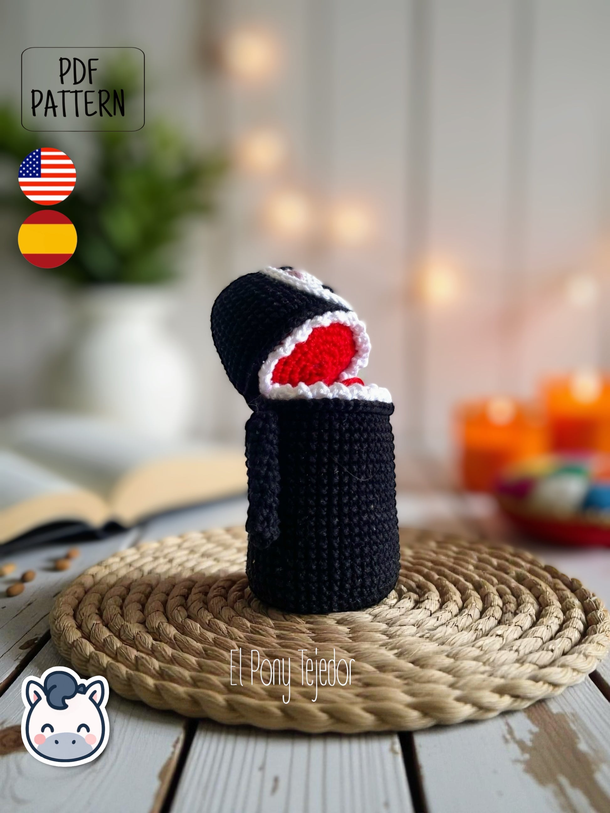 Handmade No Face amigurumi inspired by Studio Ghibli’s Spirited Away, a perfect pattern for fans of Ghibli, Halloween, and mysterious anime spirits.