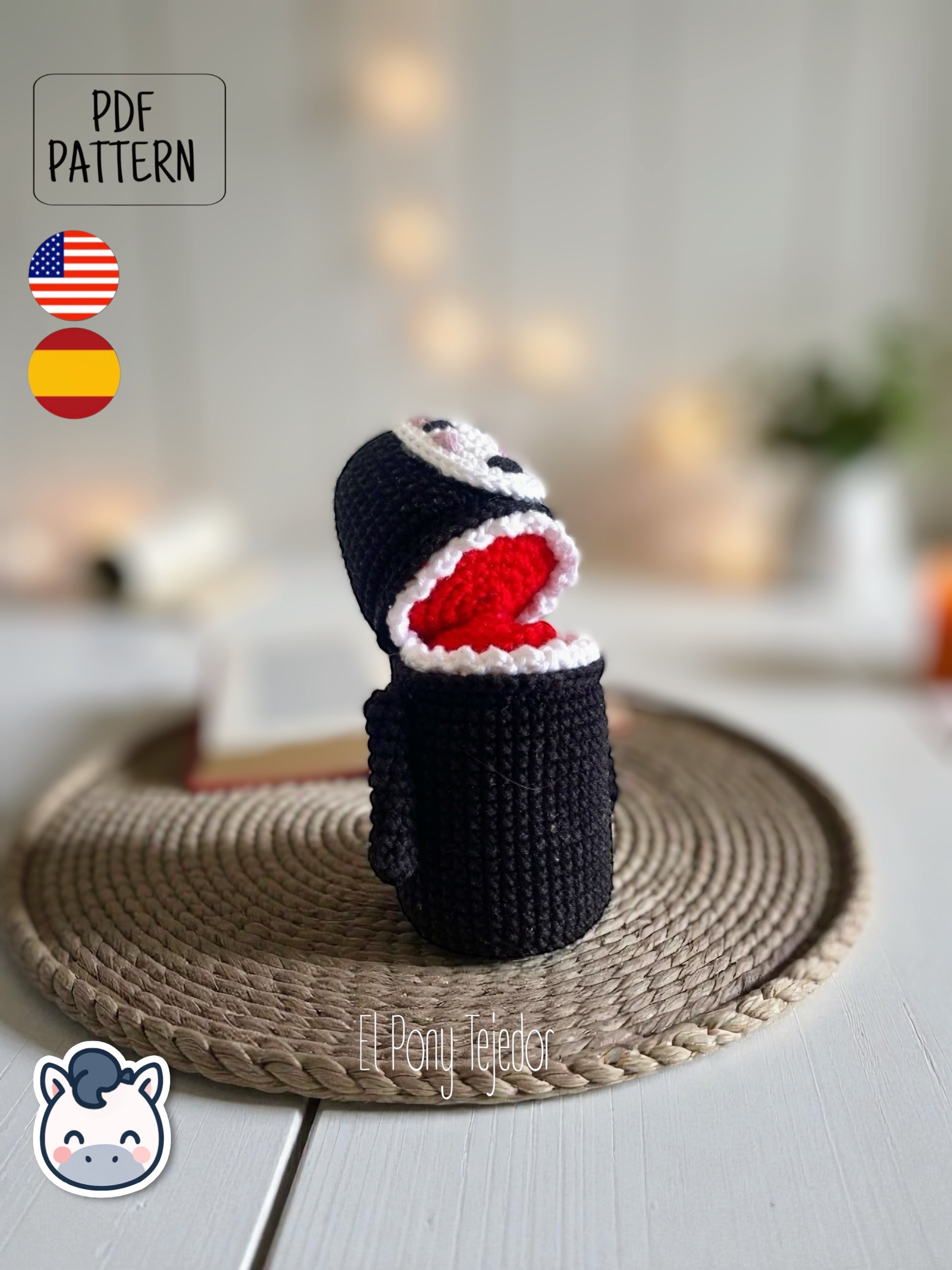 Handmade No Face amigurumi inspired by Studio Ghibli’s Spirited Away, a perfect pattern for fans of Ghibli, Halloween, and mysterious anime spirits.