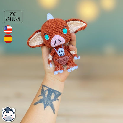 Handmade Bokoblin amigurumi inspired by Nintendo’s The Legend of Zelda, a perfect pattern for fans of Zelda, fantasy creatures, and geek gaming.