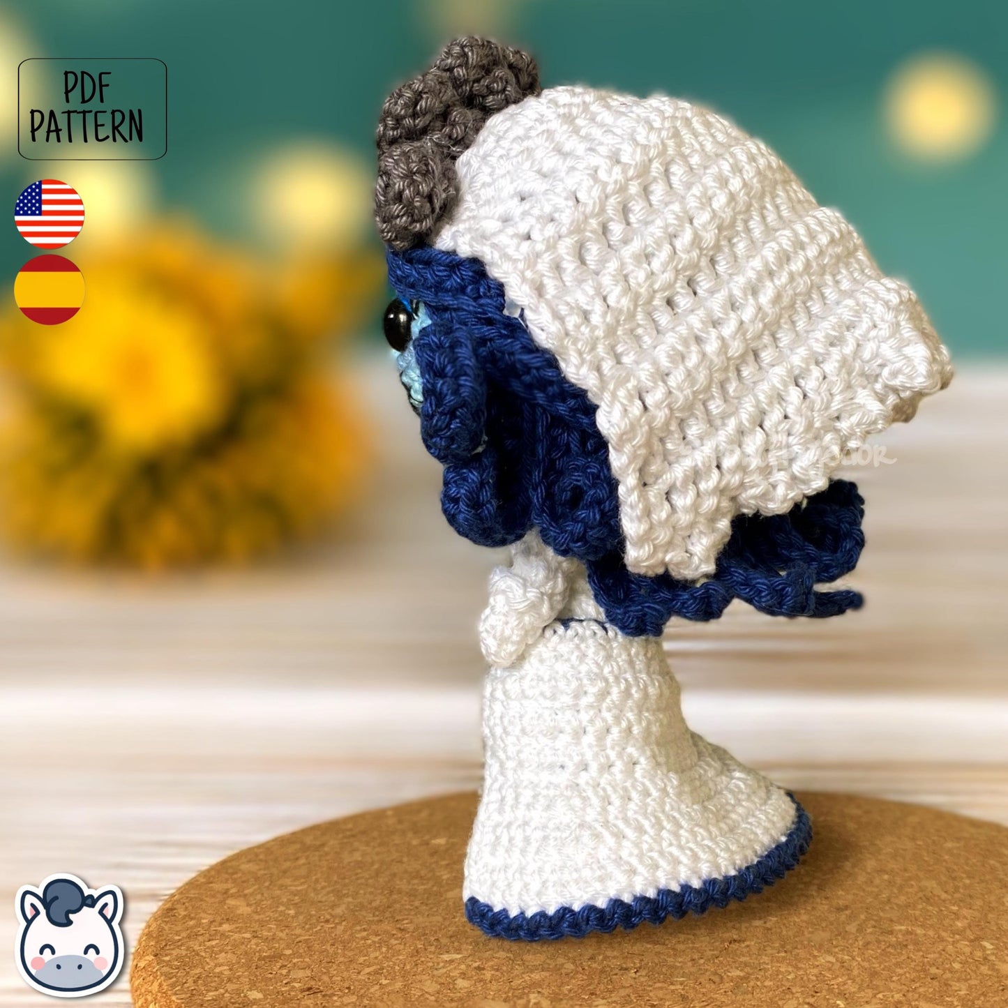 Handmade Corpse Bride amigurumi inspired by Tim Burton’s movie, a perfect pattern for fans of gothic romance, Halloween, and dark fairy tales.