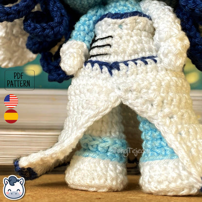 Handmade Corpse Bride amigurumi inspired by Tim Burton’s movie, a perfect pattern for fans of gothic romance, Halloween, and dark fairy tales.