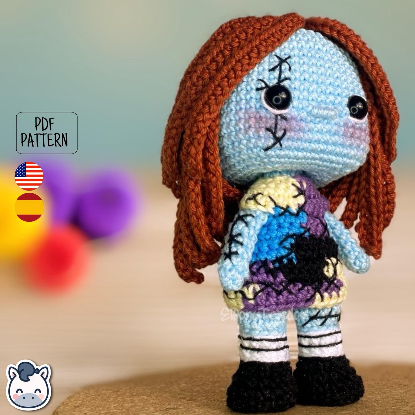 Handmade Jack and Sally amigurumi inspired by The Nightmare Before Christmas, cute Halloween crochet pattern PDF.