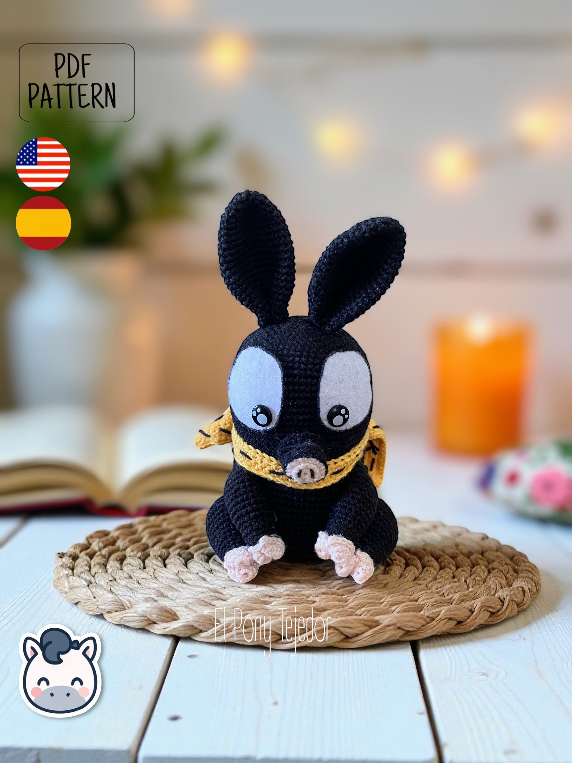 Handmade P-chan pig amigurumi inspired by Ranma ½, a kawaii crochet pattern PDF perfect for anime fans, otaku collections, and geek plush lovers.