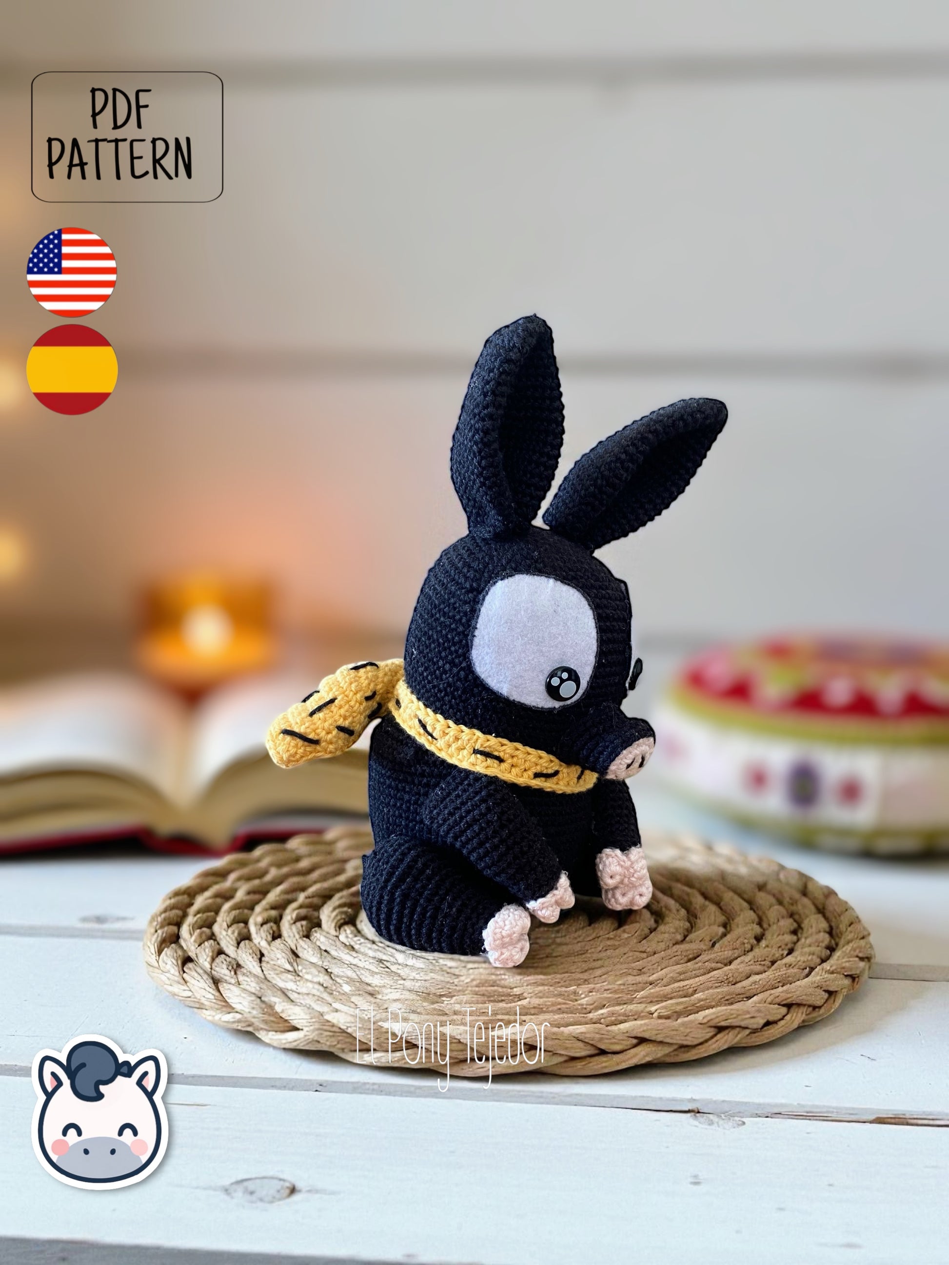 Handmade P-chan amigurumi inspired by Rumiko Takahashi’s Ranma ½, a perfect pattern for fans of anime classics, cute pigs, and nostalgic Japanese manga.