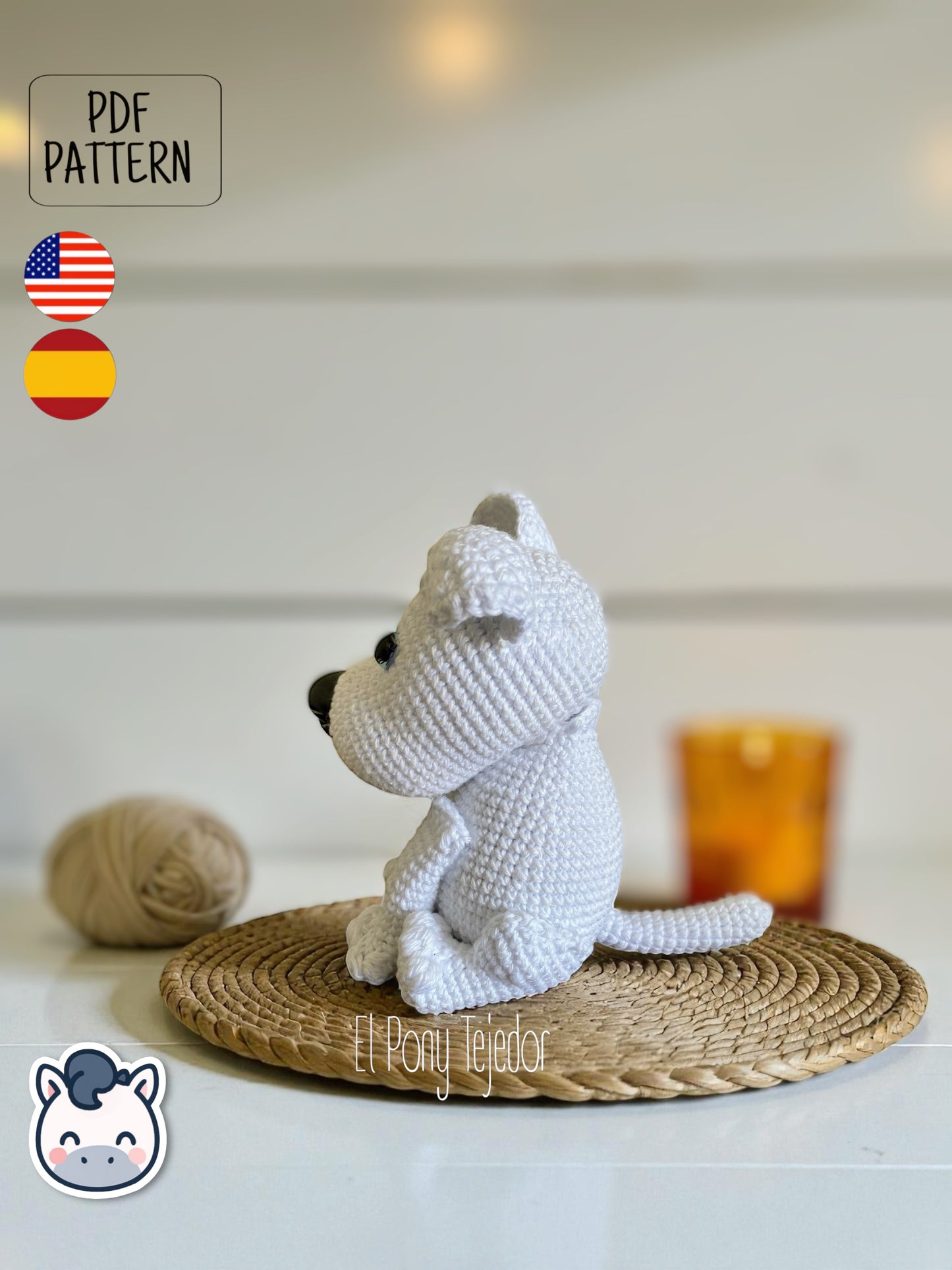 This American Staffordshire Terrier amigurumi crochet kit includes all the materials plus a detailed PDF pattern to create your own handmade realistic dog plush. The kit contains yarn, stuffing, and step-by-step photo instructions to crochet a cute and loyal AmStaff amigurumi. Perfect for dog lovers, pet owners, and handmade enthusiasts. Available in English and Spanish, this crochet kit makes an adorable and unique DIY gift idea for animal fans.