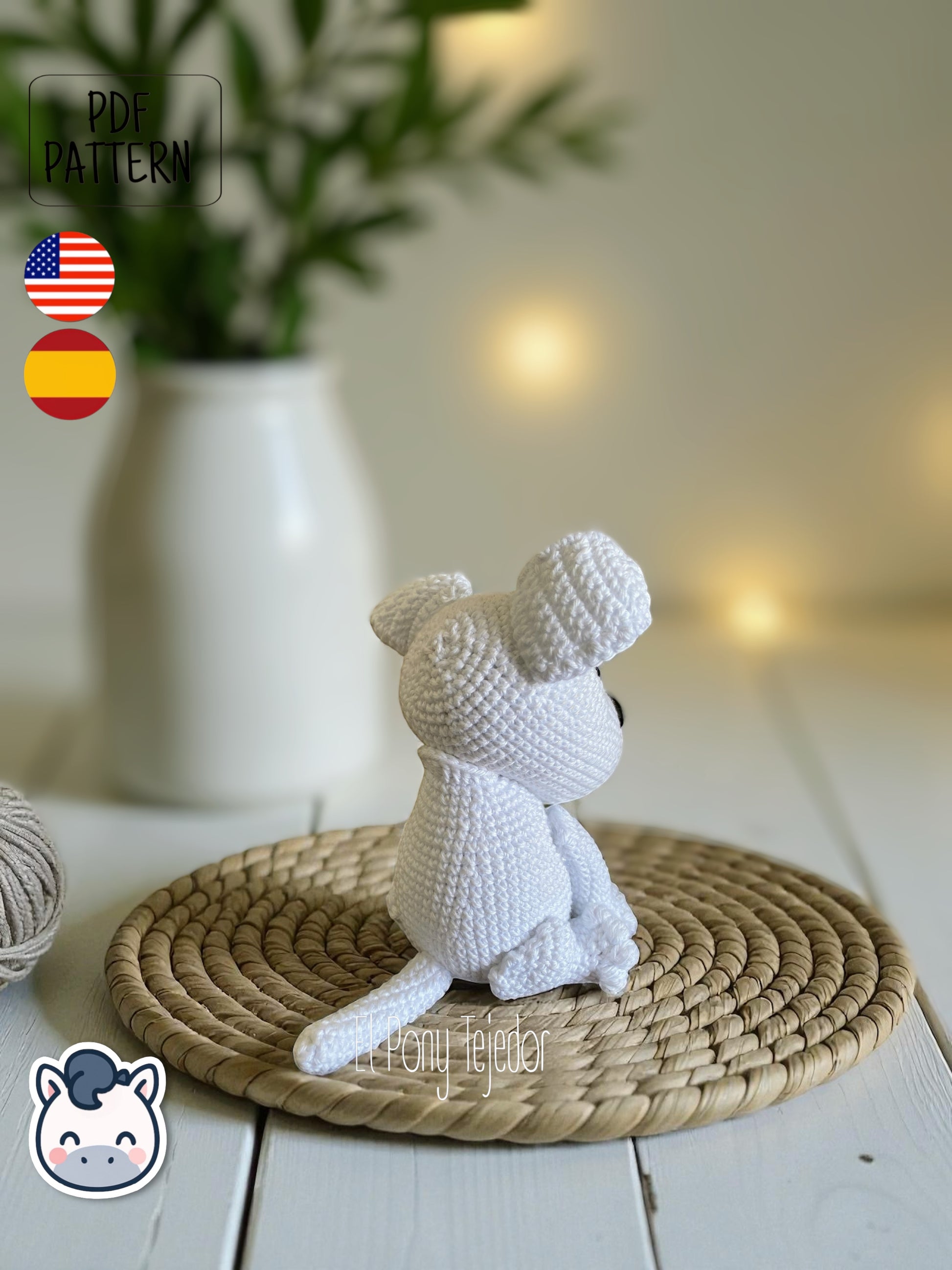 This American Staffordshire Terrier amigurumi crochet kit includes all the materials plus a detailed PDF pattern to create your own handmade realistic dog plush. The kit contains yarn, stuffing, and step-by-step photo instructions to crochet a cute and loyal AmStaff amigurumi. Perfect for dog lovers, pet owners, and handmade enthusiasts. Available in English and Spanish, this crochet kit makes an adorable and unique DIY gift idea for animal fans.