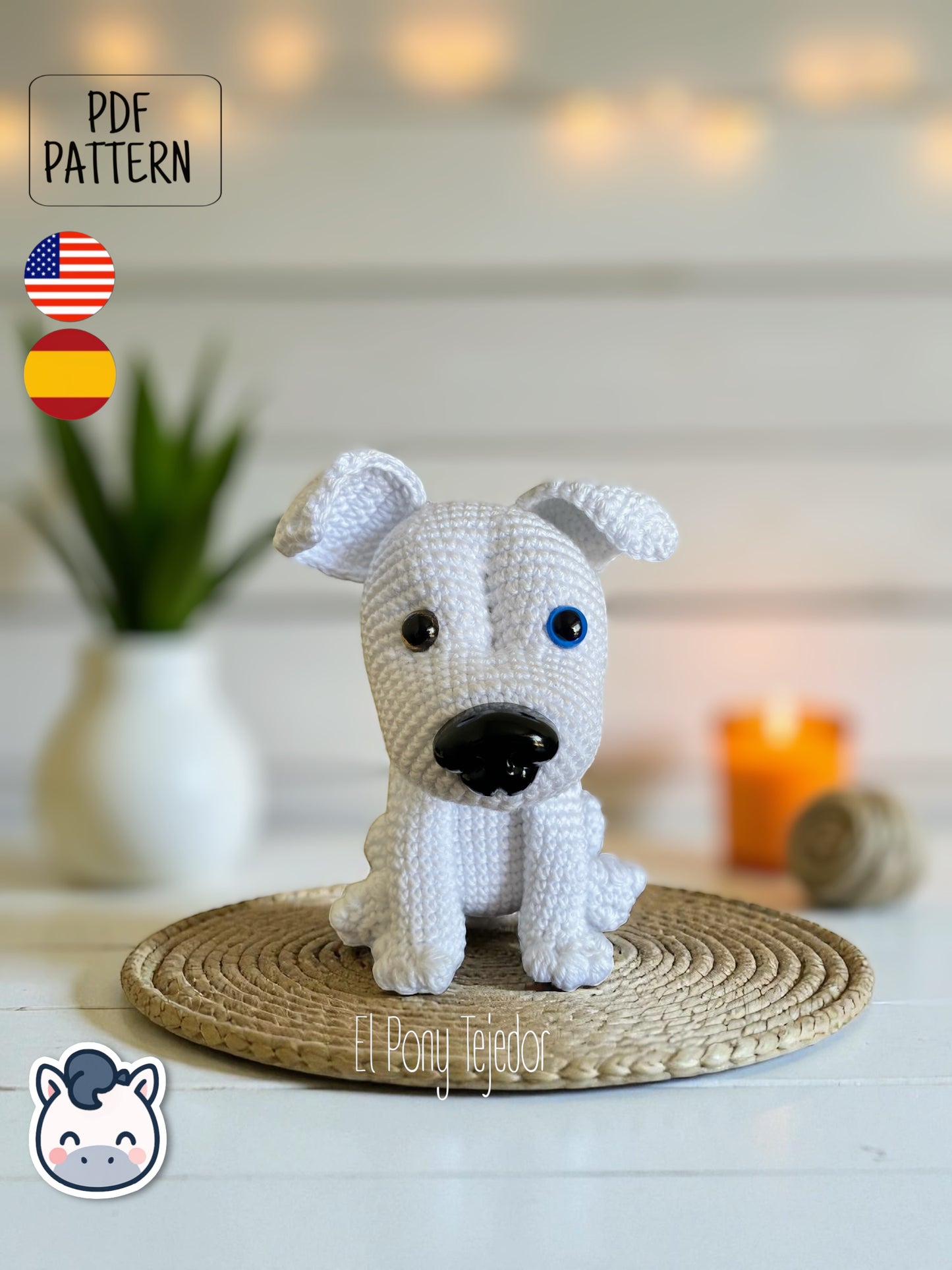 Handmade American Staffordshire Terrier amigurumi, a perfect pattern for fans of dogs, realistic crochet, and handmade pet-inspired plush creations.