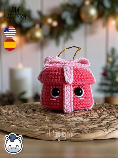 Handmade Kawaii Christmas Presents amigurumi inspired by Holiday Decor, cute gift crochet pattern PDF.