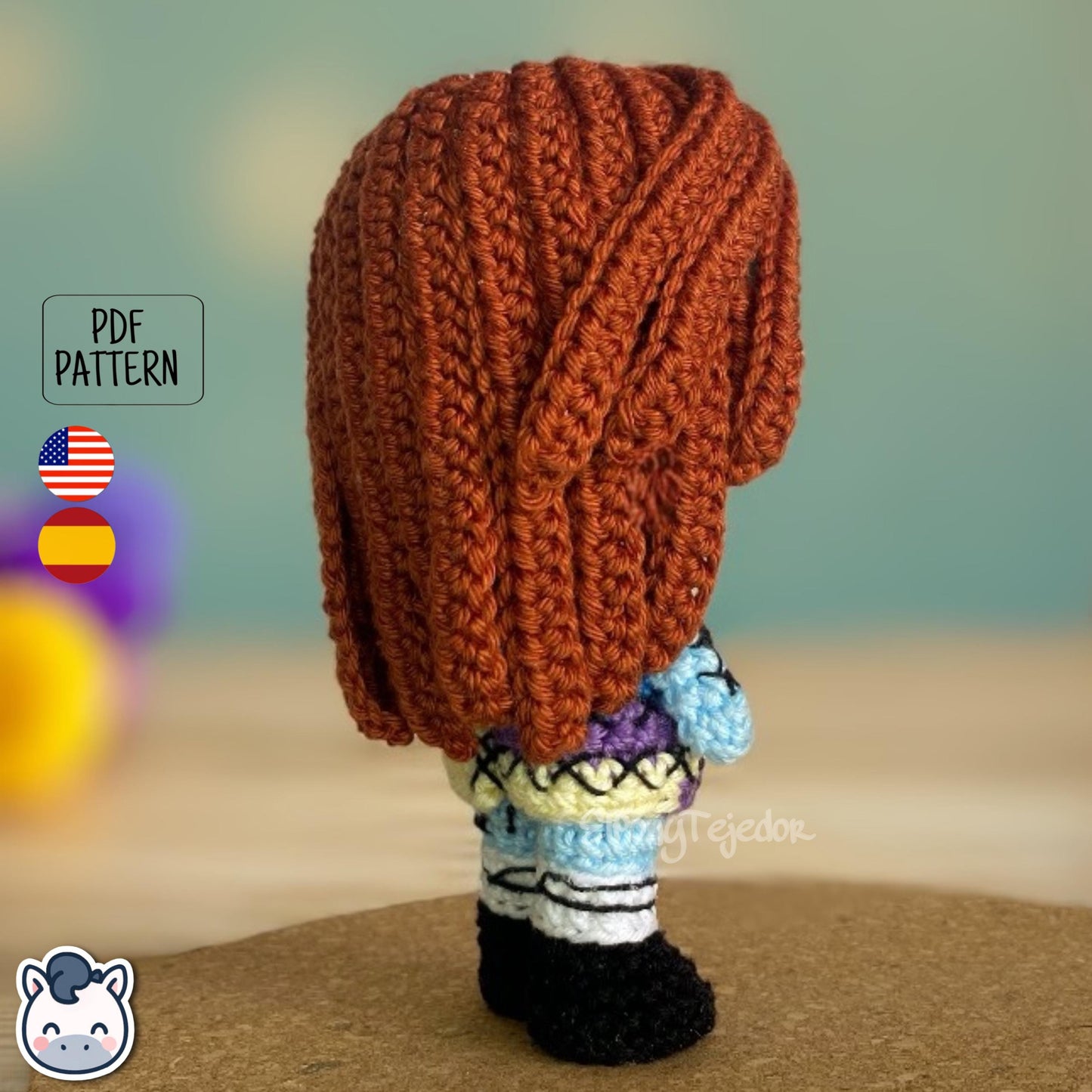 Handmade Sally amigurumi inspired by Tim Burton’s The Nightmare Before Christmas, cute gothic Halloween crochet pattern PDF.