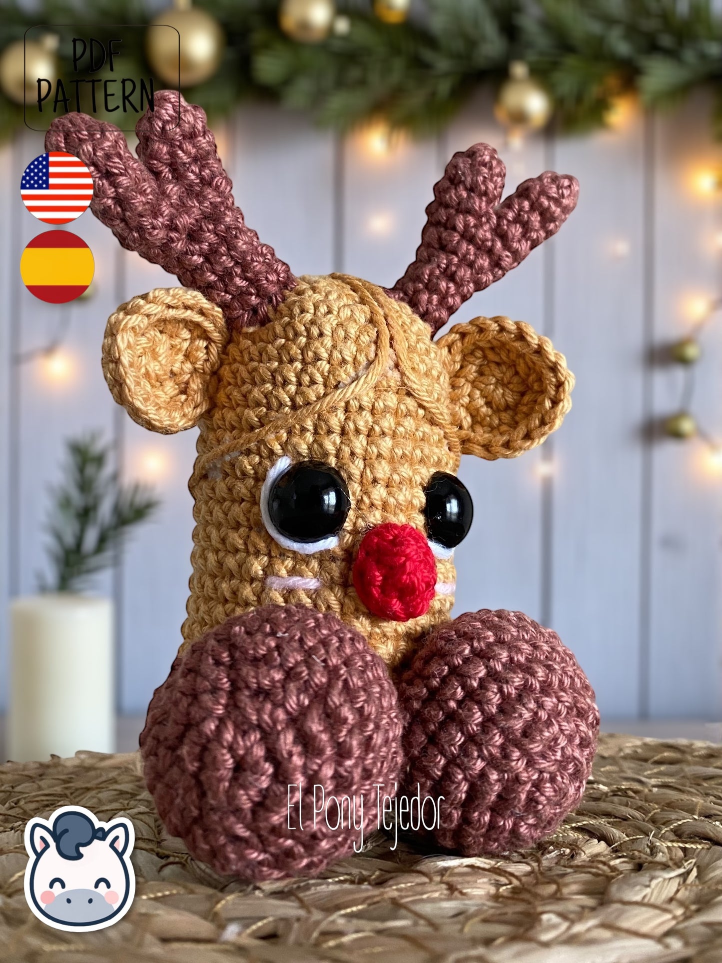 Handmade Santa & Reindeer willy amigurumi inspired by festive Christmas ornaments, funny holiday crochet pattern PDF perfect for fans of cozy handmade decorations.
