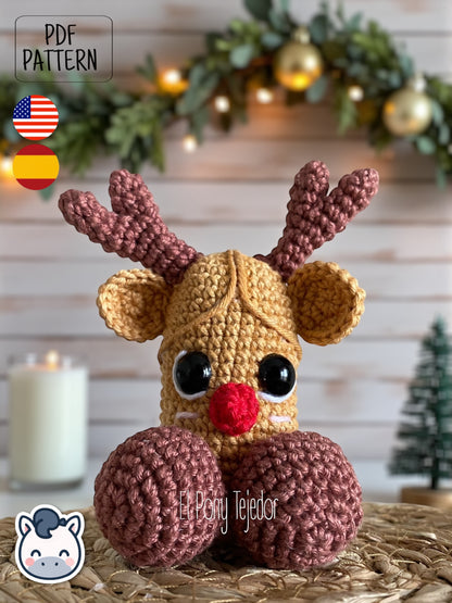 Handmade Santa & Reindeer willy amigurumi inspired by festive Christmas ornaments, funny holiday crochet pattern PDF perfect for fans of cozy handmade decorations.