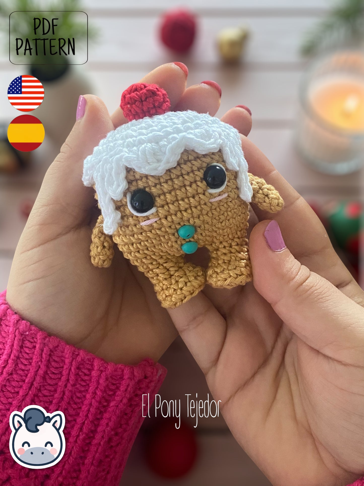 Handmade Christmitos amigurumi set with Snowman, Gingerbread Cookie and Nutcracker, cute Christmas crochet pattern PDF perfect for festive décor, holiday gifts and fans of cozy winter handmade crafts.