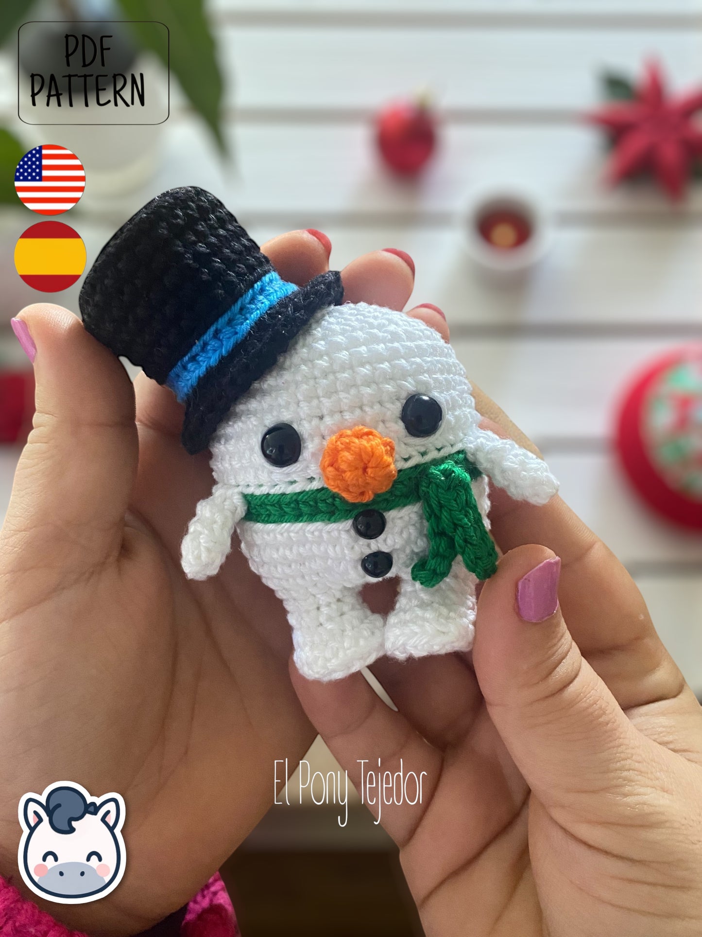 Handmade Christmitos amigurumi set with Snowman, Gingerbread Cookie and Nutcracker, cute Christmas crochet pattern PDF perfect for festive décor, holiday gifts and fans of cozy winter handmade crafts.