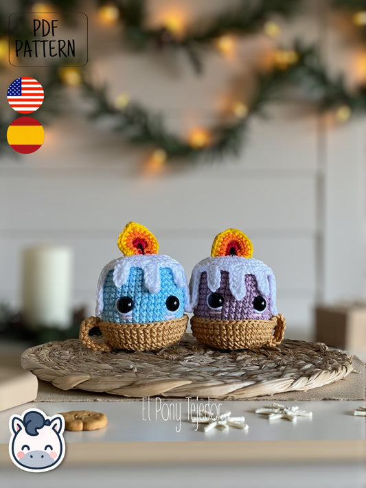 Handmade Christmas candle amigurumi inspired by cozy winter décor, cute holiday crochet pattern PDF perfect for festive handmade lovers.