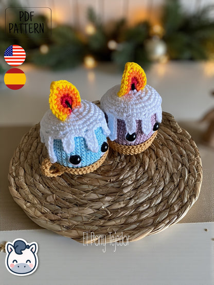 Handmade Christmas candle amigurumi inspired by cozy winter décor, cute holiday crochet pattern PDF perfect for festive handmade lovers.