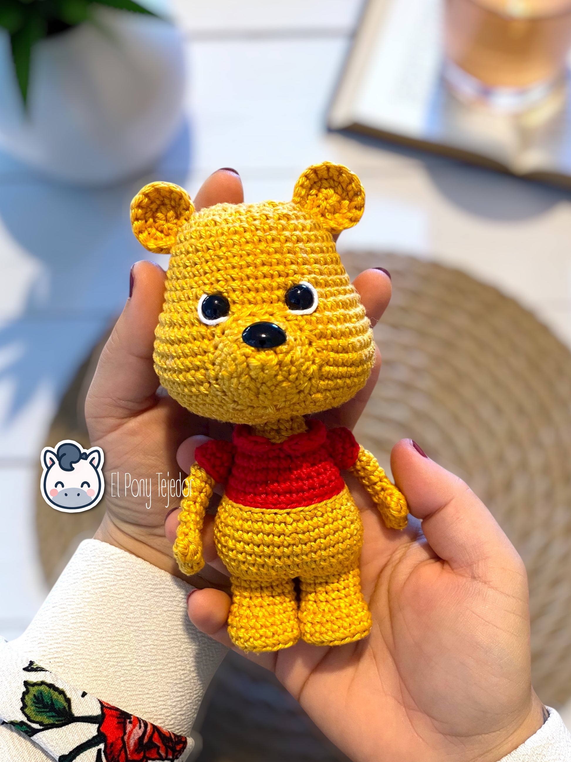 Handmade Winnie the Pooh crochet plush inspired by Disney’s classic bear, 100% cotton handmade toy, perfect geek gift or nursery decor.