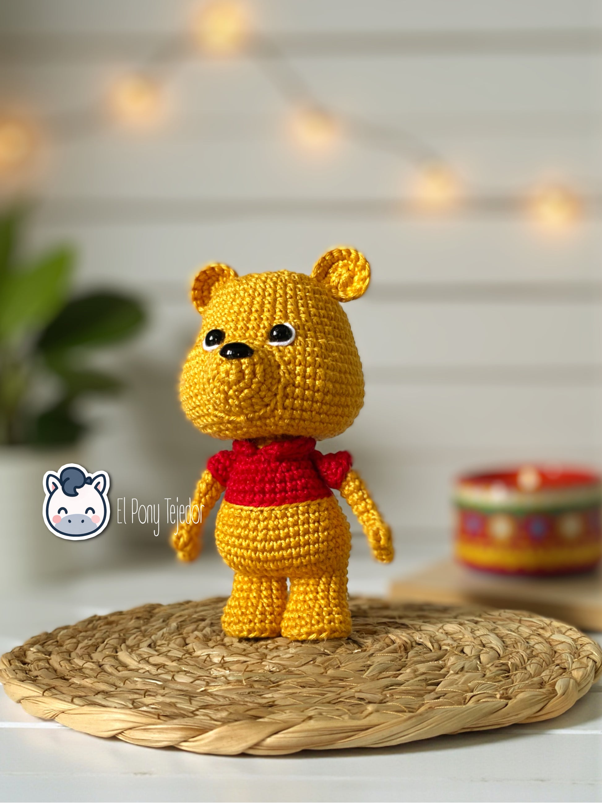 Handmade Winnie the Pooh crochet plush inspired by Disney’s classic bear, 100% cotton handmade toy, perfect geek gift or nursery decor.