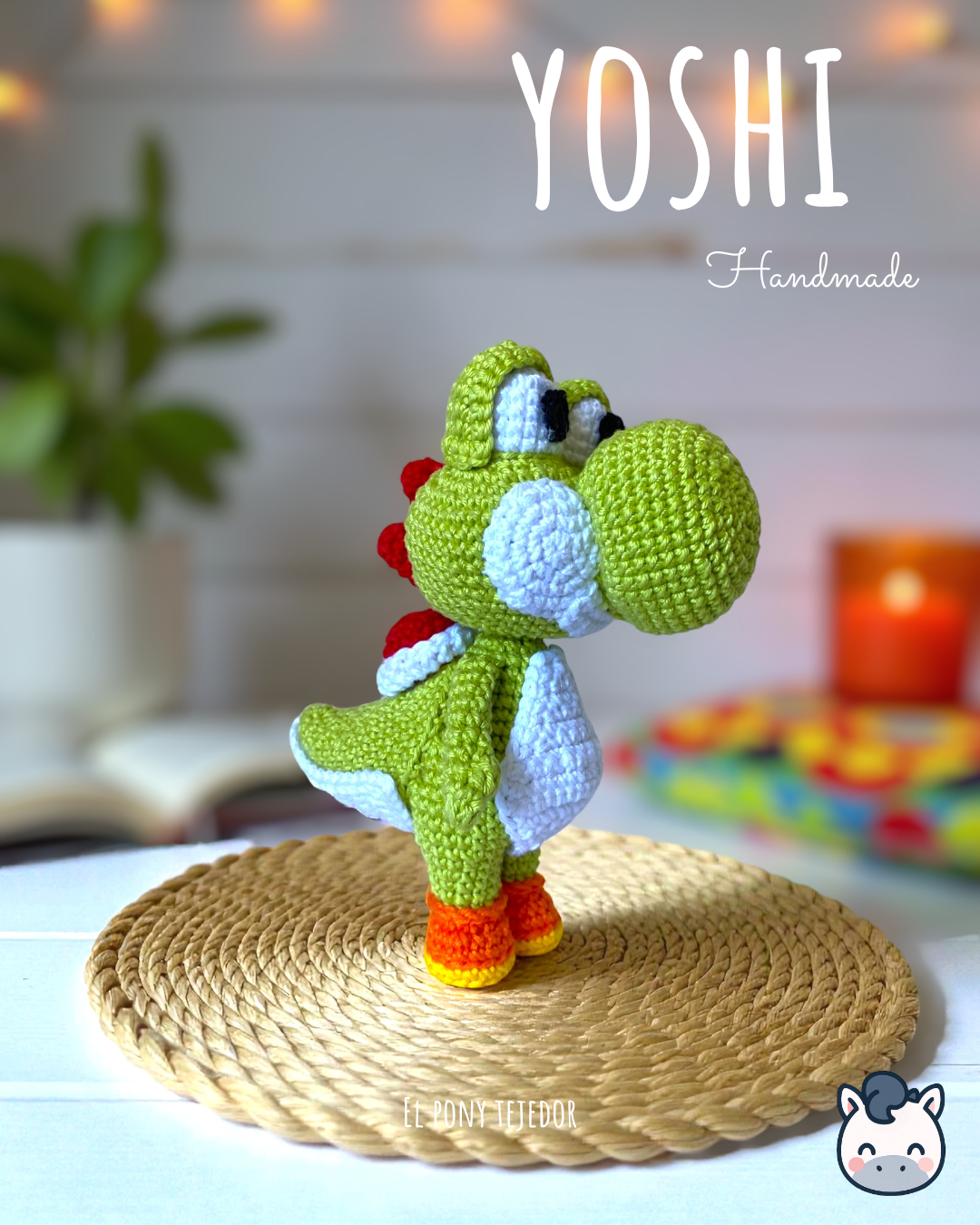 Yoshi - Super Mario Bros - Amigurumi hecho a mano.
