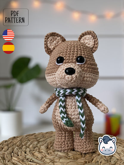 Handmade Winter Fox amigurumi inspired by cozy Christmas themes and woodland animals, festive winter crochet pattern PDF perfect for holiday gifts and seasonal decor.