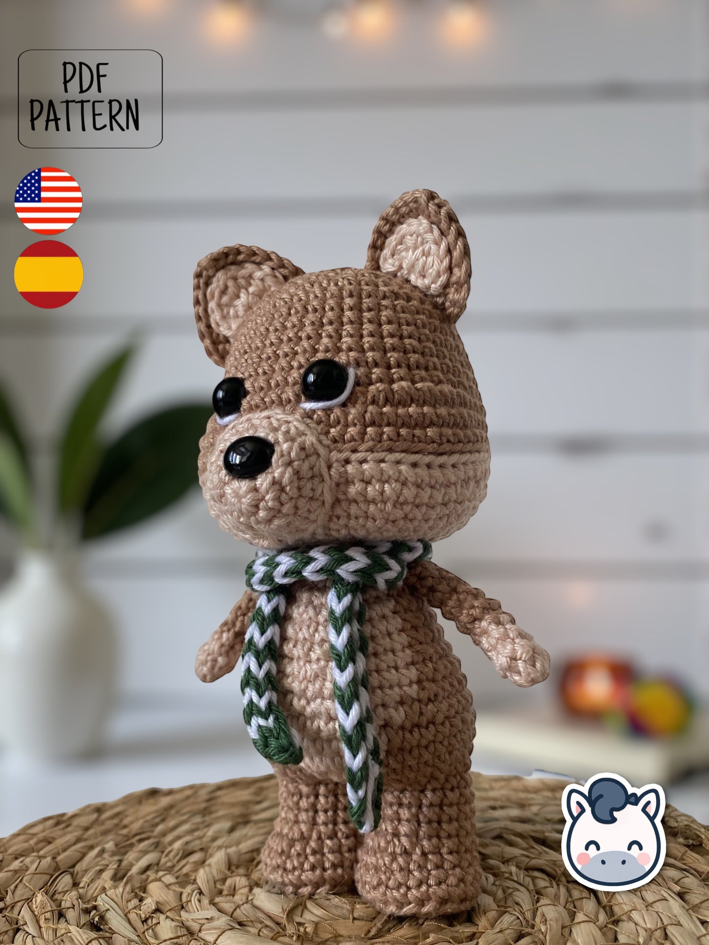 Handmade Winter Fox amigurumi inspired by cozy Christmas themes and woodland animals, festive winter crochet pattern PDF perfect for holiday gifts and seasonal decor.